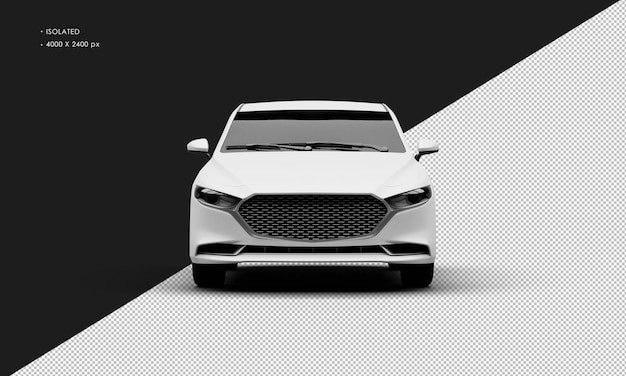 Realistic Isolated Matte White Modern Sport City Car From Front View