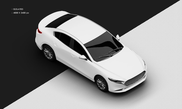 Realistic Isolated Matte White Modern Sport City Car From Top Right Front View