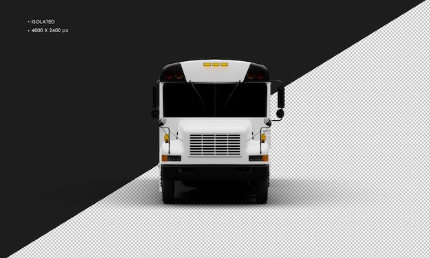 Realistic Isolated Shiny White Conventional Passenger Bus From Front View