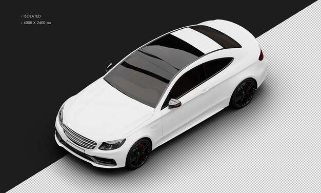 Realistic Isolated Shiny White Luxury Sport Sedan Car From Top Left Front View