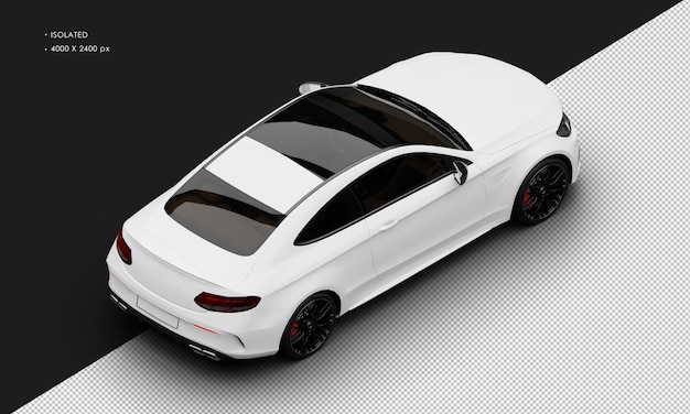 Realistic Isolated Shiny White Luxury Sport Sedan Car From Top Right Rear View