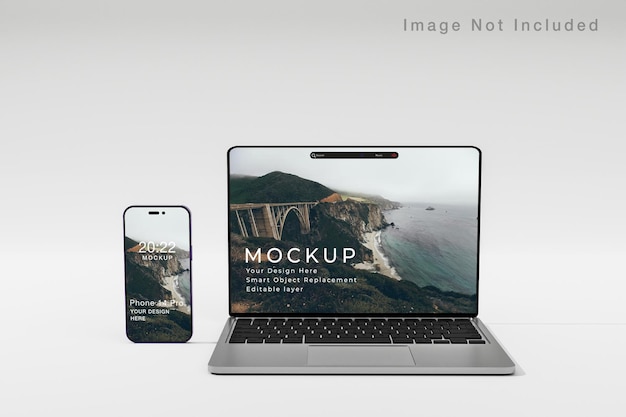 PSD realistic laptop phone screen mockup