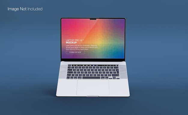 Realistic laptop pro with front view mockup design isolated