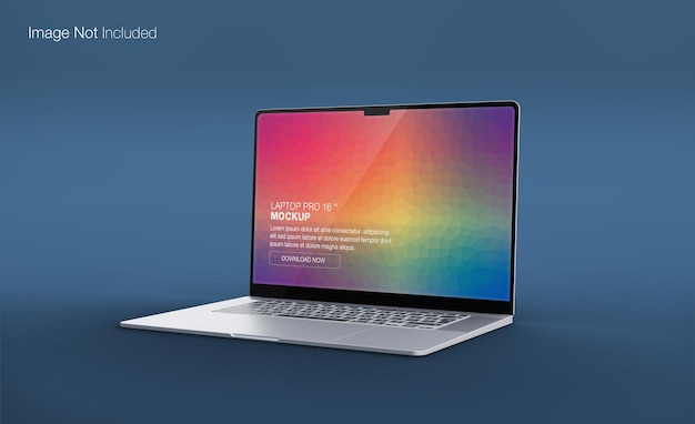 Realistic laptop pro with side view mockup design isolated render