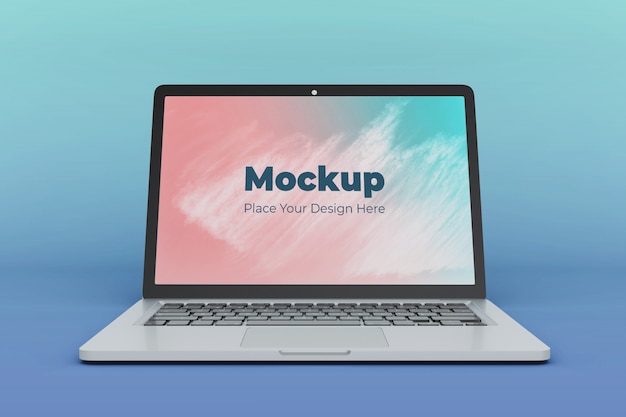 Realistic laptop screen mockup design template