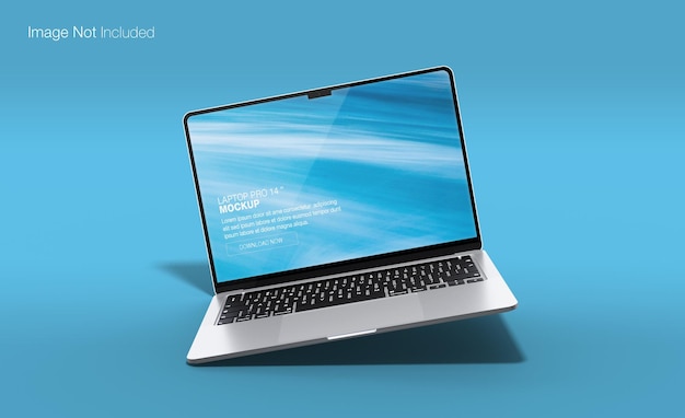 Realistic laptop screen mockup design with side view