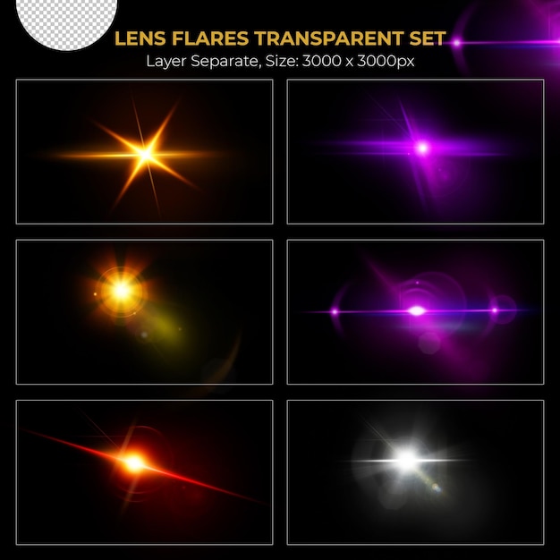 Realistic lens flare lights effect collection