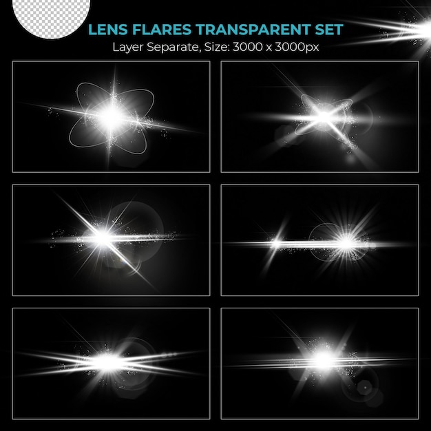 Realistic lens flare lights effect collection