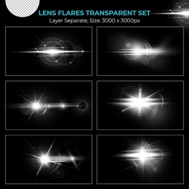 Realistic lens flare lights effect collection