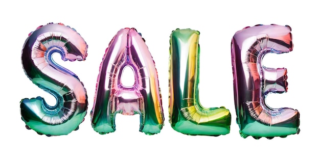 PSD realistic letter sale made of holographic balloon