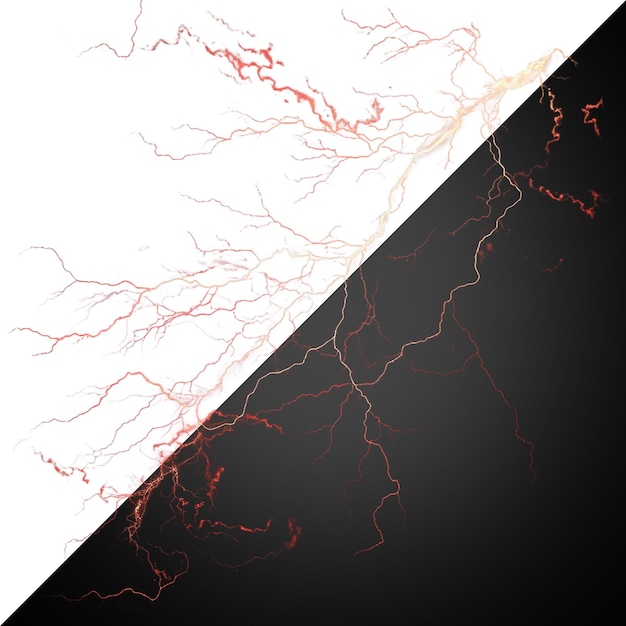 realistic lightnings isolated on transparent background