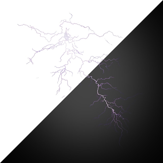 realistic lightnings isolated on transparent background