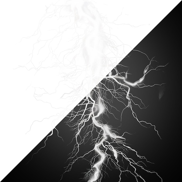 realistic lightnings isolated on transparent background