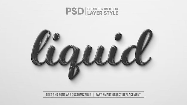 Realistic Liquid Black Oil Editable Text Effect Smart Object Mockup