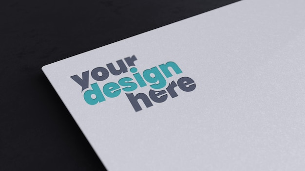 PSD realistic logo mockup on white paper texture