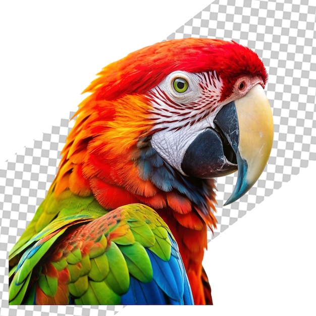 Realistic macaw parrot isolated on transparent background