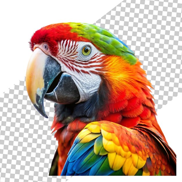 Realistic macaw parrot isolated on transparent background