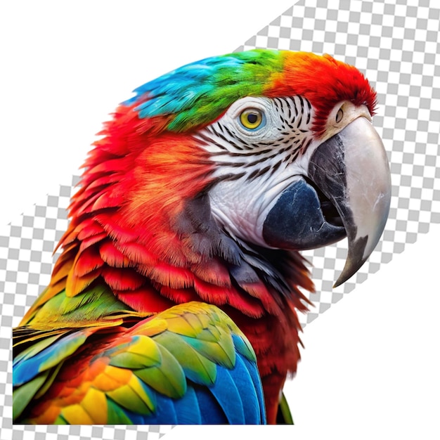 Realistic macaw parrot isolated on transparent background