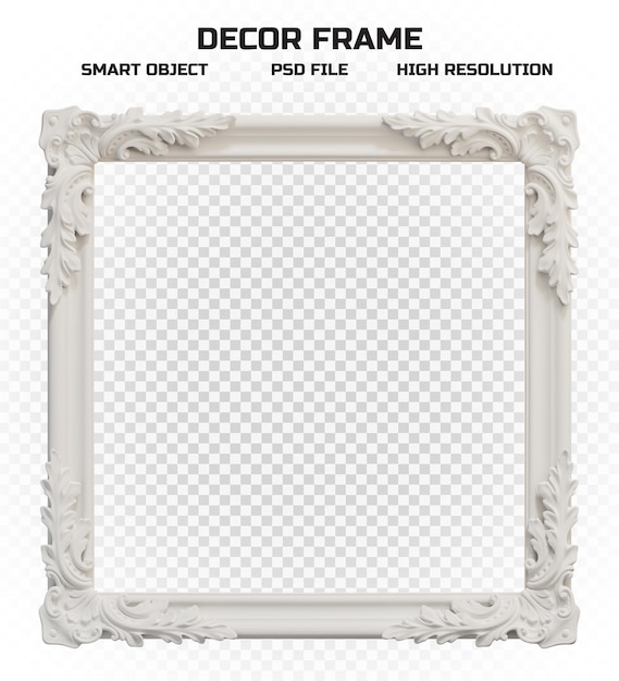 Realistic matte white border frame in high resolution for picture decoration