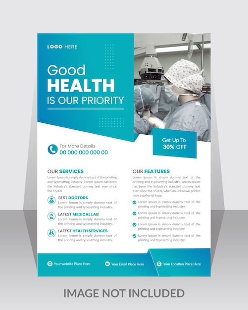 Realistic medical flyer poster template