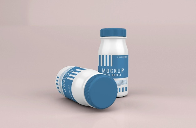 Realistic medical pill bottle mockup template