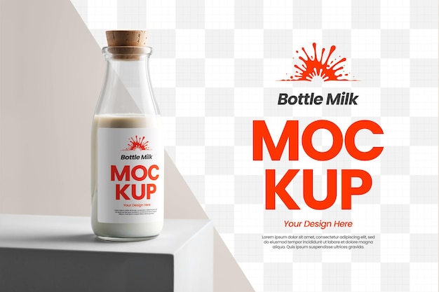 Realistic Milk Bottle Premium PSD Mockup