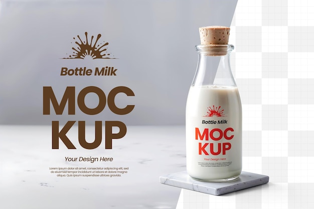 Realistic Milk Bottle Premium PSD Mockup