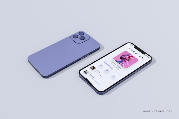 Realistic Mobile phone mockup design purple color