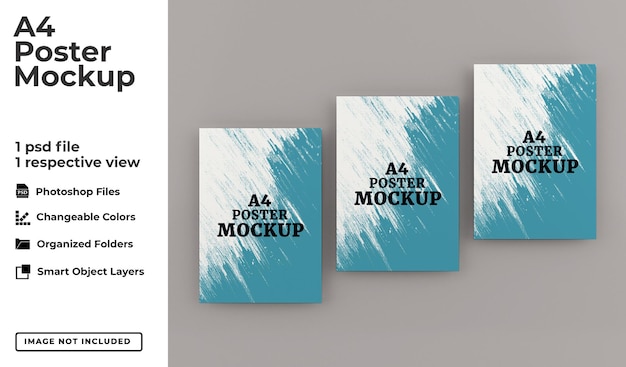 realistic modern a4 poster mockup template