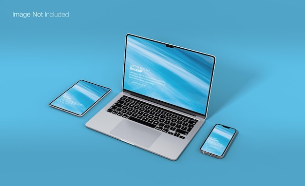 Realistic multi devices mockup design isolated render