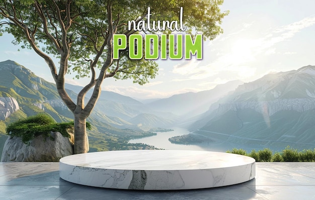 PSD realistic natural podium display background for product showcase