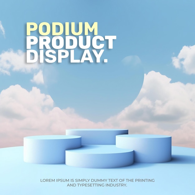 realistic natural podium stage display with cloud for product presentation scene product dispaly