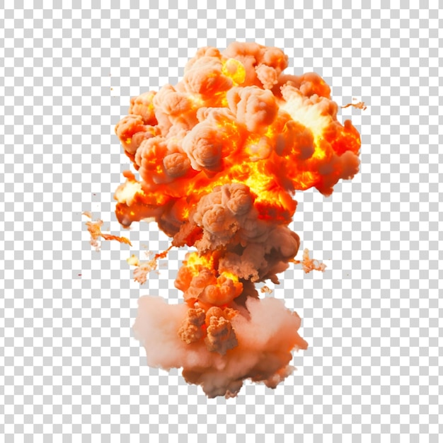 Realistic nuclear bomb explosion on transparent background