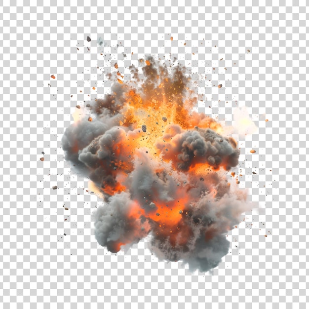 Realistic nuclear bomb explosion on transparent background