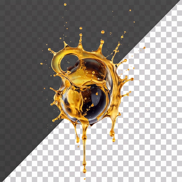 PSD a realistic oil splash flowing on a transparent background