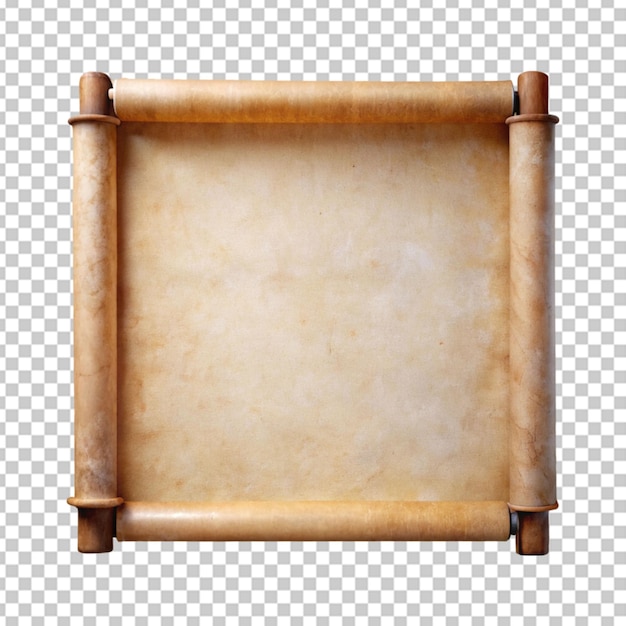 realistic open parchment scroll on transparent bg