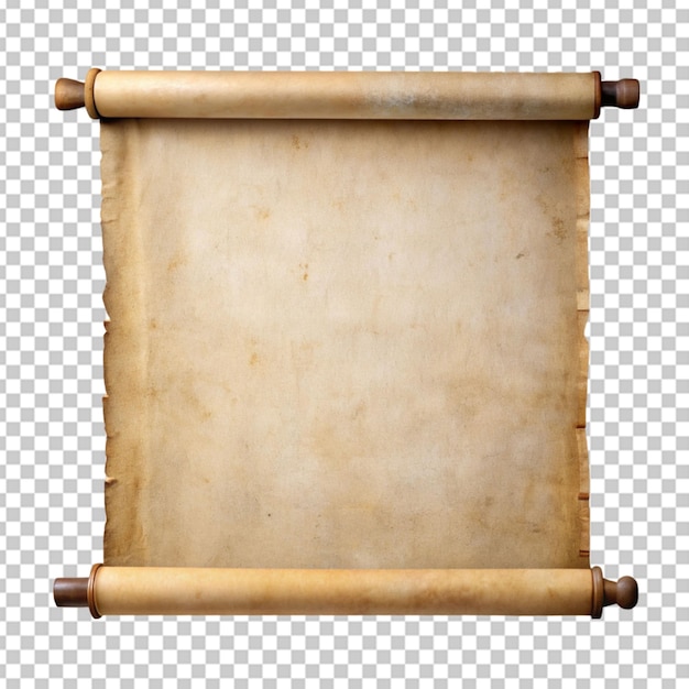 realistic open parchment scroll on transparent bg