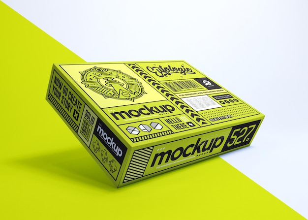 realistic packaging green box mockup design isolated