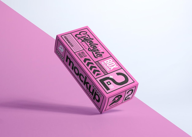 realistic packaging pink box mockup design isolated