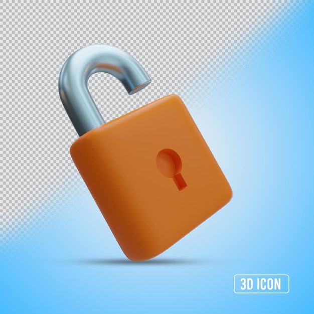 realistic padlock 3d rendering isolated icon transparent object