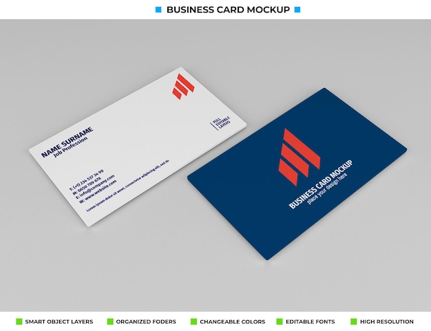 Realistic paper business card mockup design