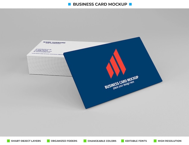 Realistic paper business card mockup design