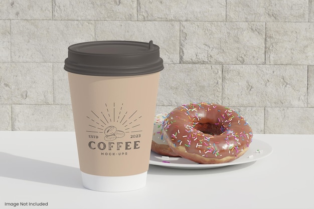 Realistic Paper Coffee Cup Mockup Design Isolated