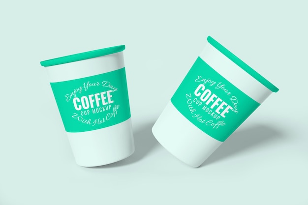 Realistic paper coffee cup mockup