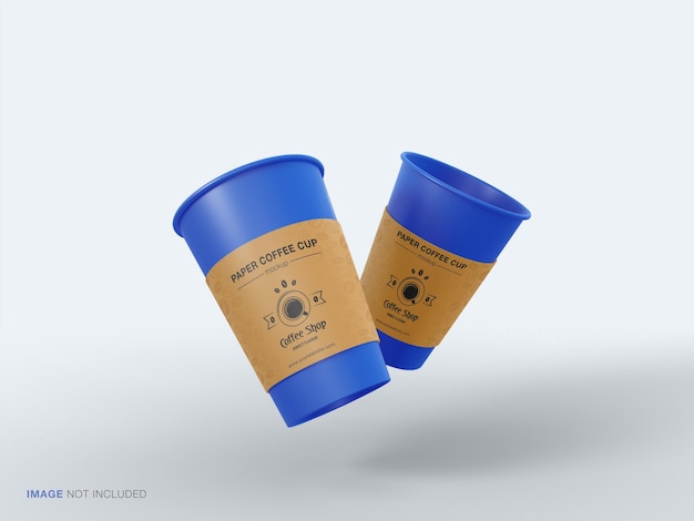 Realistic paper coffee cup modern branding design mockup