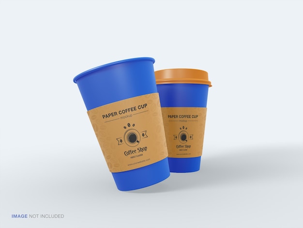 Realistic paper coffee cup modern branding design mockup