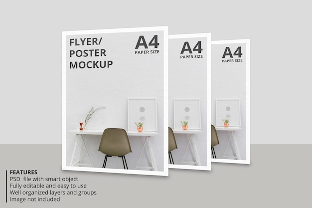 Realistic paper or flyer brochure mockup design