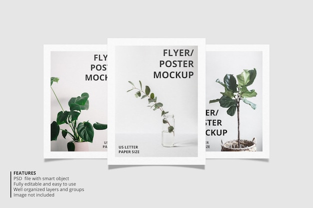 Realistic paper or flyer brochure mockup design