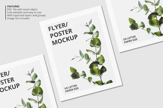 Realistic paper or flyer brochure mockup design