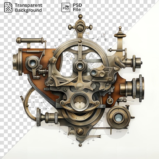 realistic photographic navigators sextant displayed on a white wall accompanied by a white clock